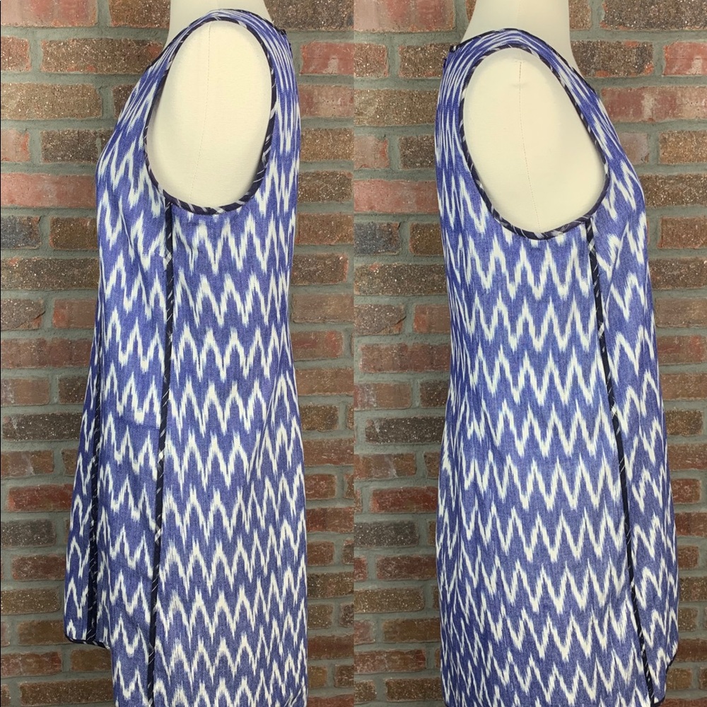 J. Crew Sleeveless Shift Dress in Blue Ikat, 6 - Picture 4 of 8